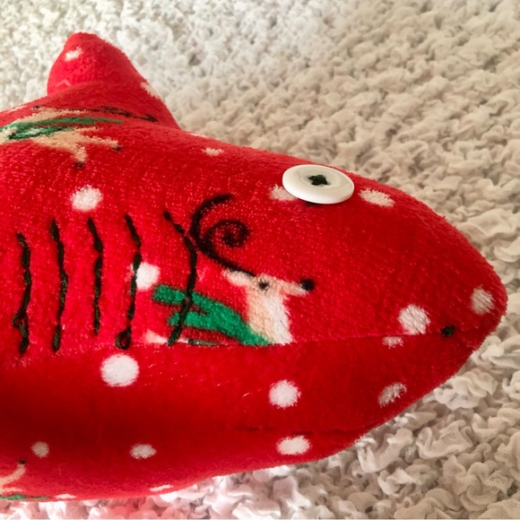 Reindeer Shark pillow Squishie micro fleece red Rudolph Christmas theme - Picture 9 of 11
